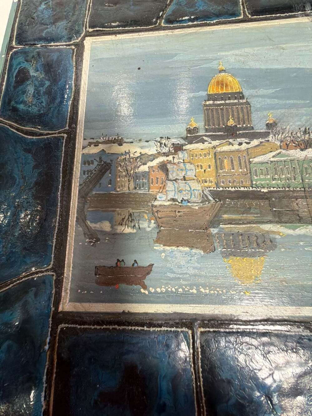 V. Kasatkin "St. Petersburg, English Embankment" Relief Painting (1996) - Picture 3 of 5